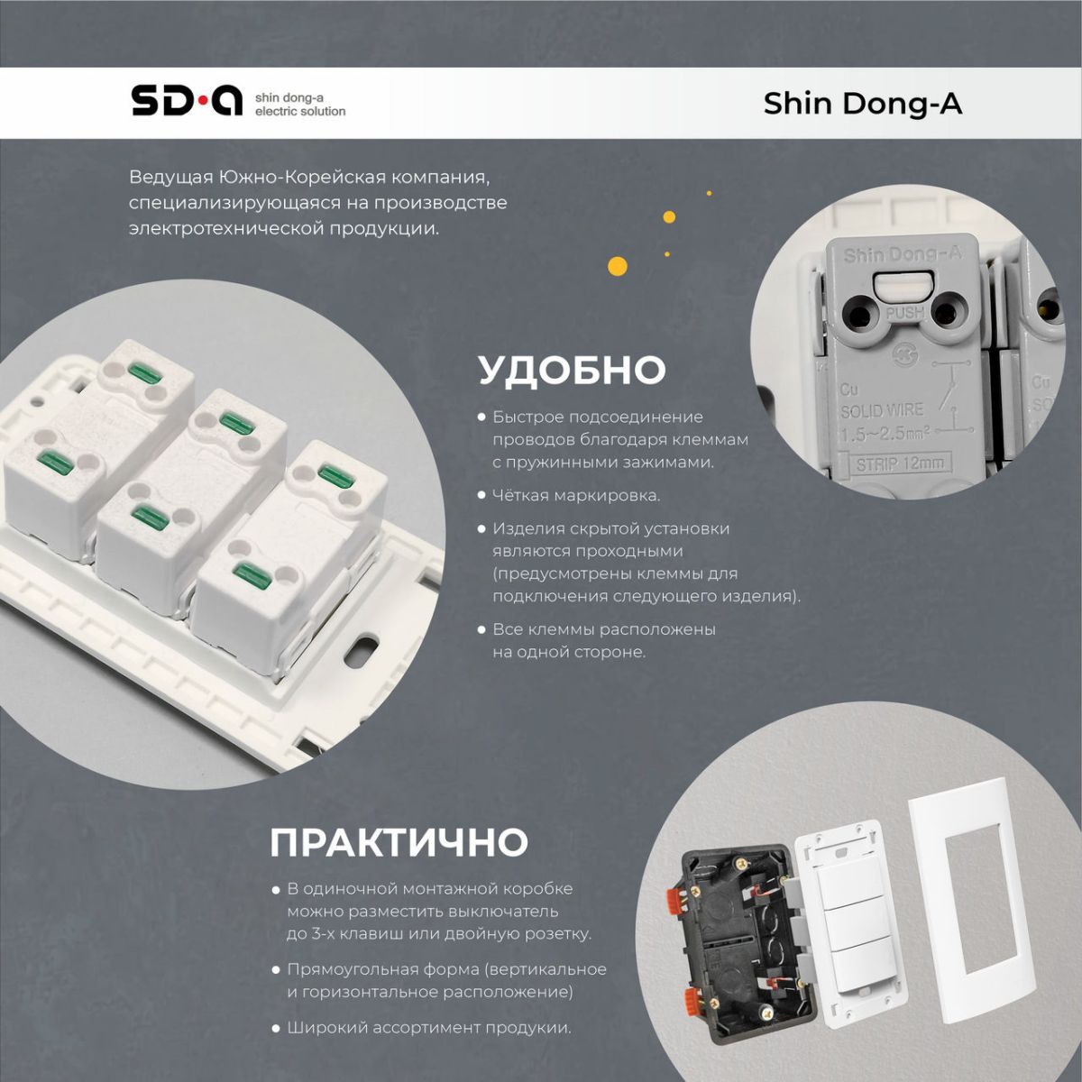 Крышка двойной монтажной коробки декоративная SHIN DONG-A Laon WLO-2027-WH