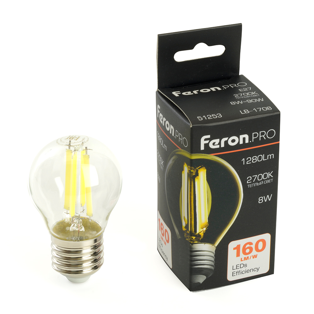 Лампа светодиодная Feron LB-1708 E27 8W 2700K 51253