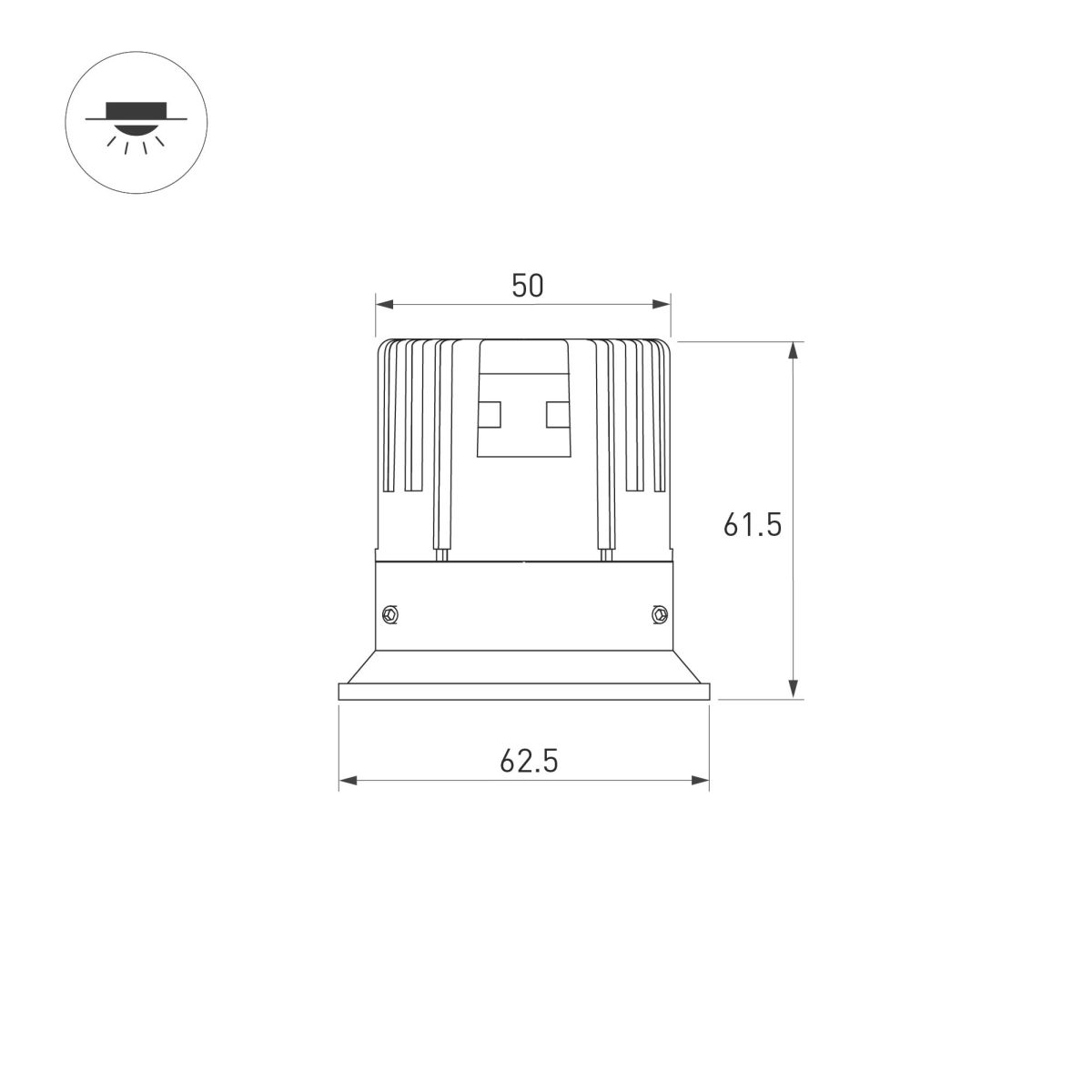 Светильник безрамочный Arlight DL-INTRAL-R63-8W Day4000 (Белый RAL9003, 36 deg, 230V) (IP20 Металл) 064933