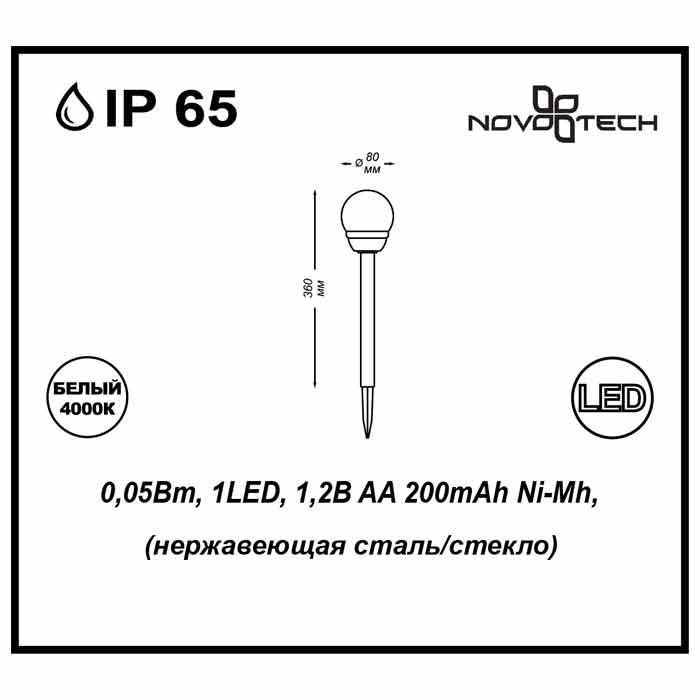Светильник на солнечных батареях Novotech Solar (2 шт.) 357210