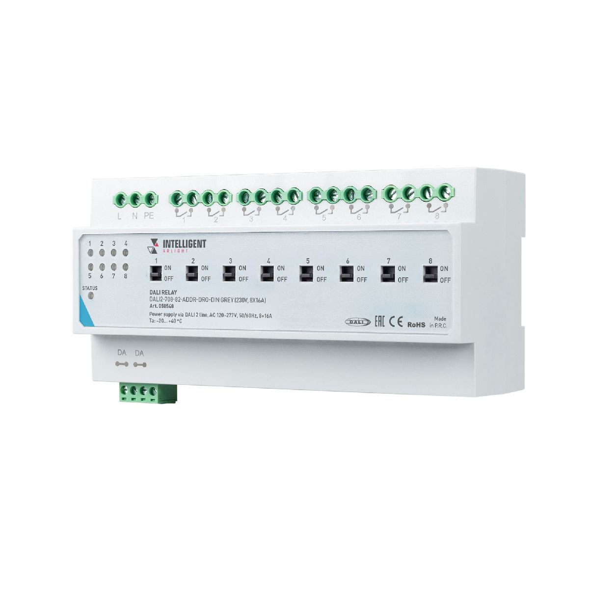 Релейный модуль Arlight DALI2-708-82-ADDR-DRO-DIN Grey (230V, 8x16A) 050548