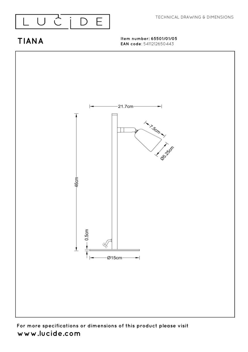 Настольная лампа Lucide Tiana 65501/01/05