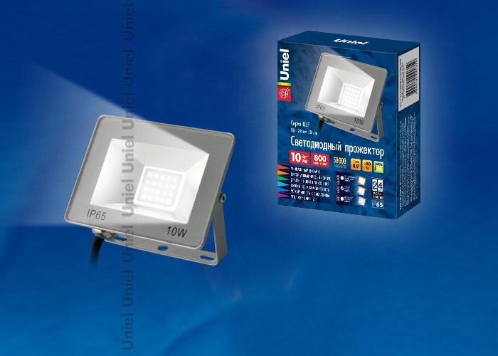 Прожектор светодиодный (UL-00001840) Uniel 10W 4000K ULF-F15-10W/NW IP65 185-240В Silver