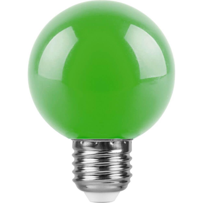 Лампа светодиодная Feron E27 3W зеленый Шар Матовая LB-371 25907