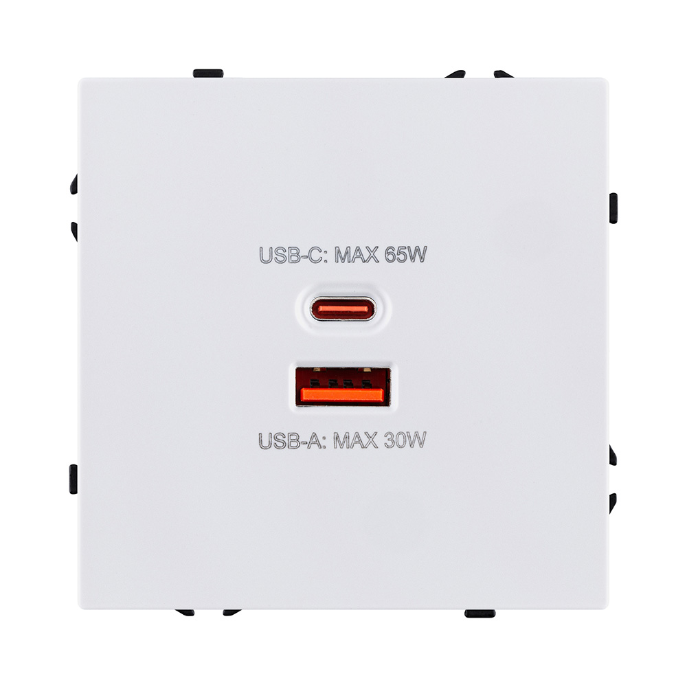 Розетка USB A+C 65W, белый глянцевый Kollinger Eclipse EC-024WG