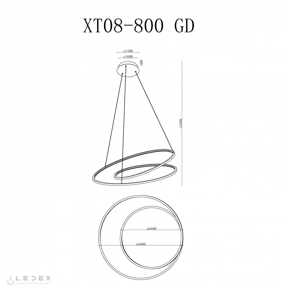 Подвесная люстра iLedex Axis XT08-D800 GD