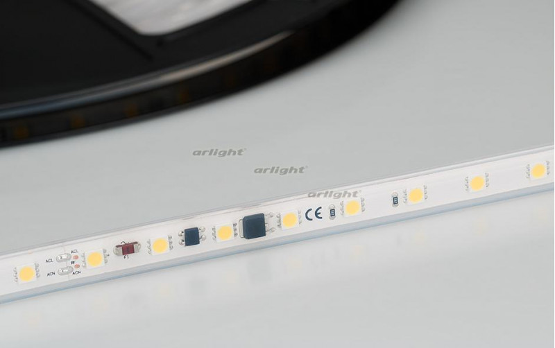 Светодиодная лента Arlight ARL-10000PGS-220V Warm 3000K 13mm (5060, 54 LED/m, M-F Link) 023342