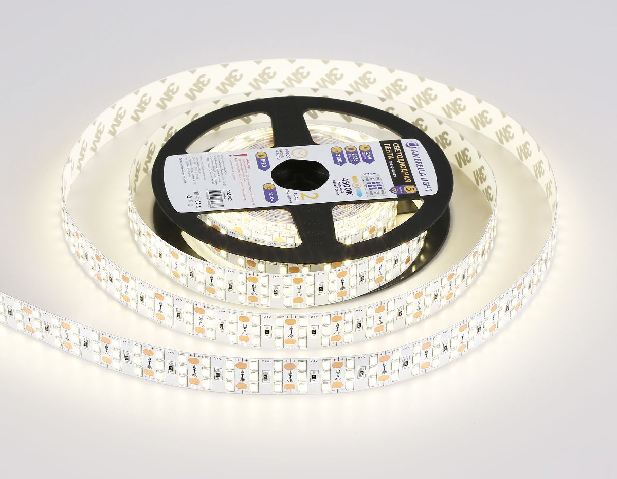 Светодиодная лента трехрядная Ambrella Light LED Strip 24В 2835 26Вт/м 4500K 5м IP20 GS3902