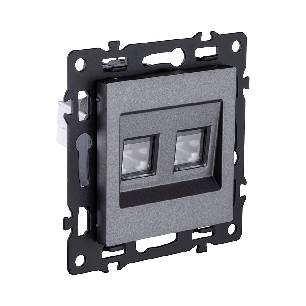 Розетка двойная Ethernet RJ45 Cat.6, серый Kollinger Asthetik AS-018GY