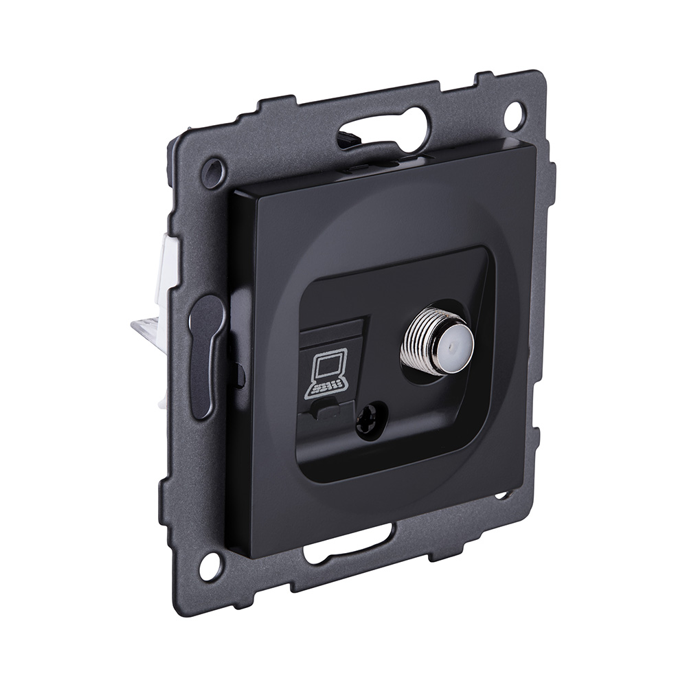 Розетка двойная спутниковая SAT + RJ45 Cat.6, черный матовый Kollinger REA-022BM для Aspekt, Eleganz, Reflex