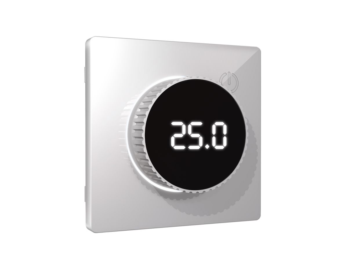 Лицевая панель Alfa (Серебро глянец) для терморегулятора теплого пола с цифровым дисплеем Quant Ambrella Volt AP4058