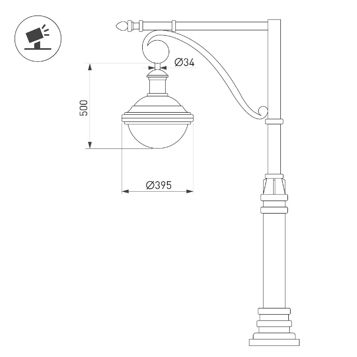 Уличный консольный светильник Arlight OXOR-AMPIL-BUE - 395x400-50W Day4000 (BK, 120 deg, 230V) 052445