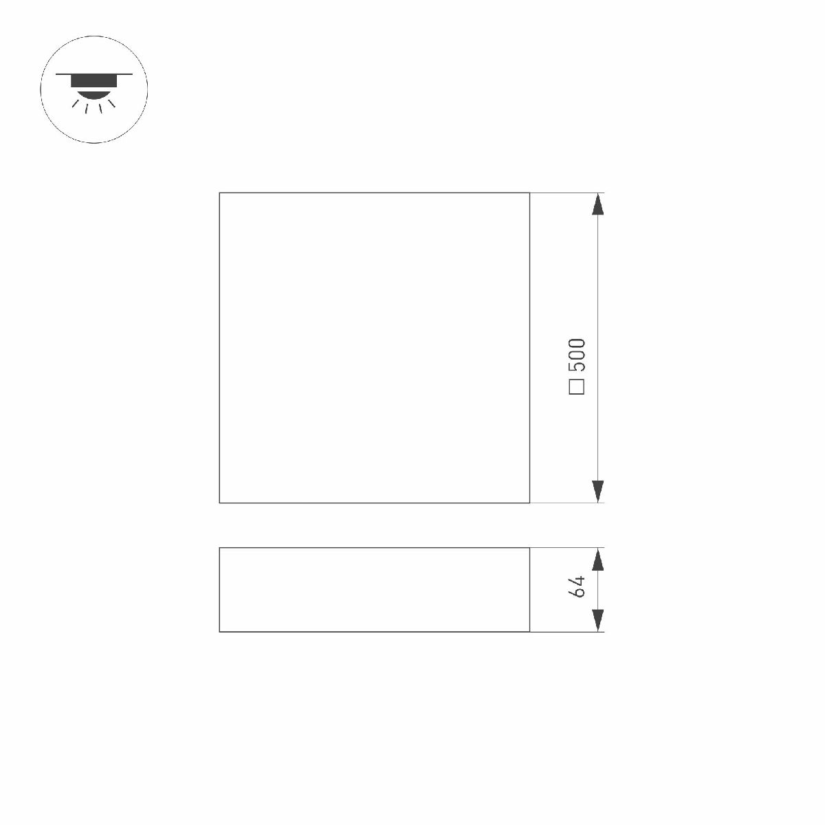 Потолочный светильник Arlight IM-QUADRO-EMERGENCY-3H-S500x500-54W Day4000 (WH, 120 deg, 230V) 041041