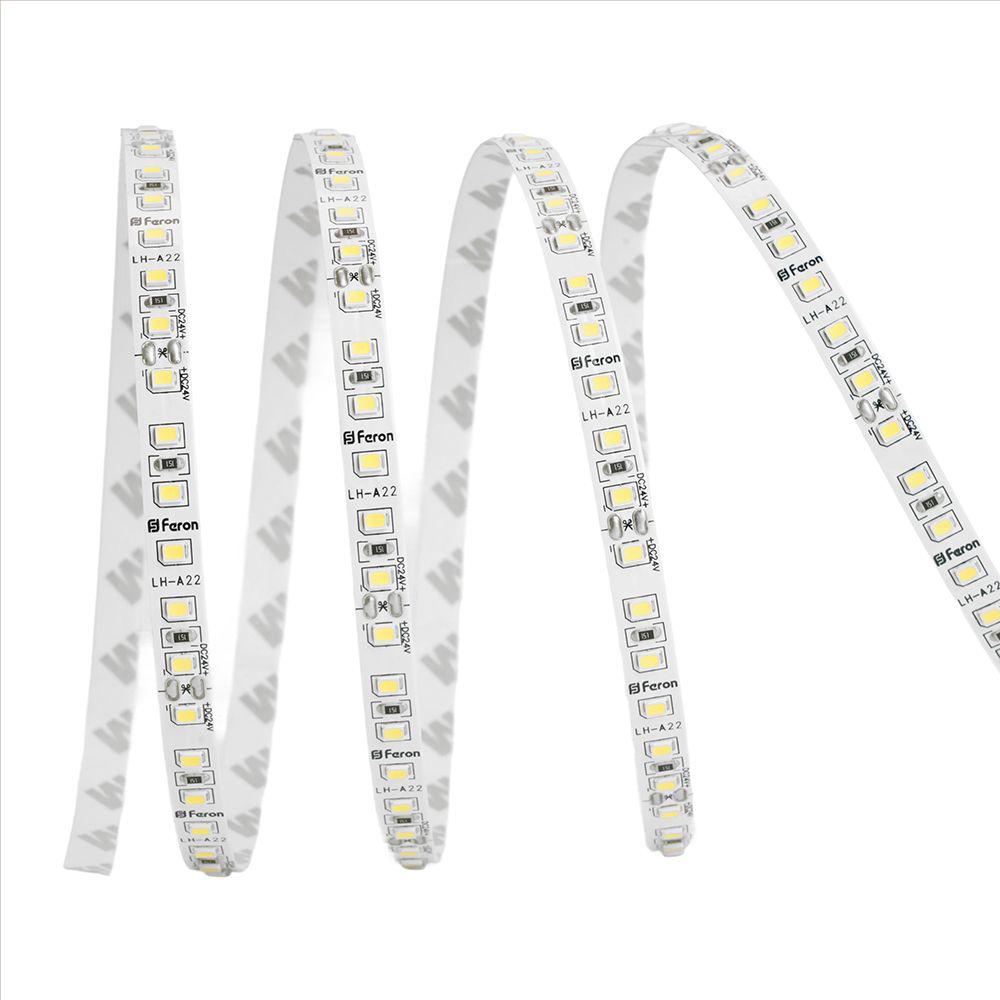 Светодиодная лента 24V Feron LS501, 120*SMD2835, 11W/m, IP20, 3000К (теплый белый) 53086