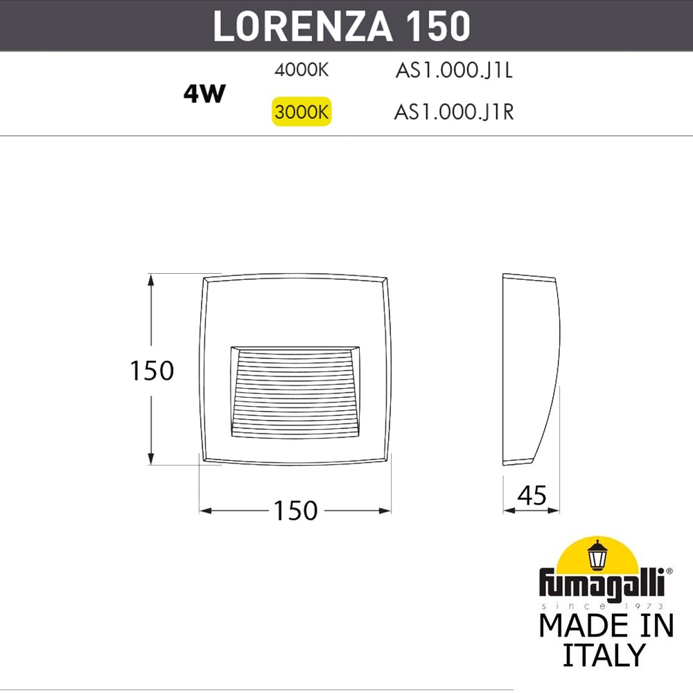 Светильник для подсветки лестниц Fumagalli Lorenza AS1.000.000.BXJ1L