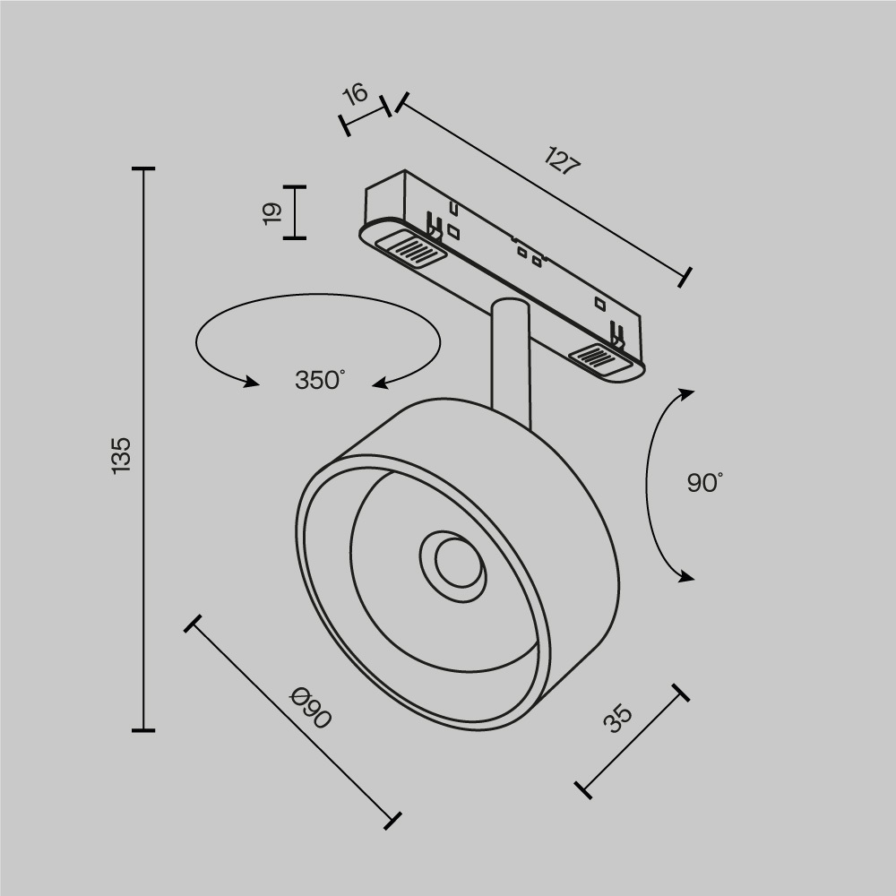 Трековый магнитный светильник Maytoni Lens TR217-4-15WTW-DS-B