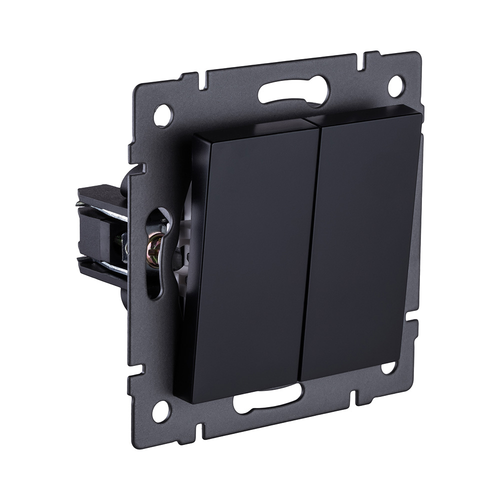 Выключатель кнопочный 2-клавишный 10А/250В, черный Kollinger REA-S-011BK для Aspekt, Eleganz, Reflex