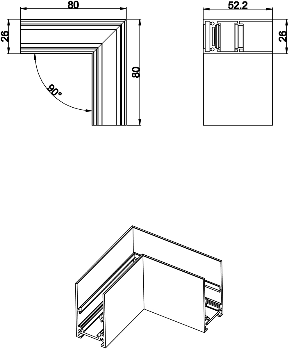 L-образный угол-соединитель для шинопровода Donolux Space-track System L corner CW M