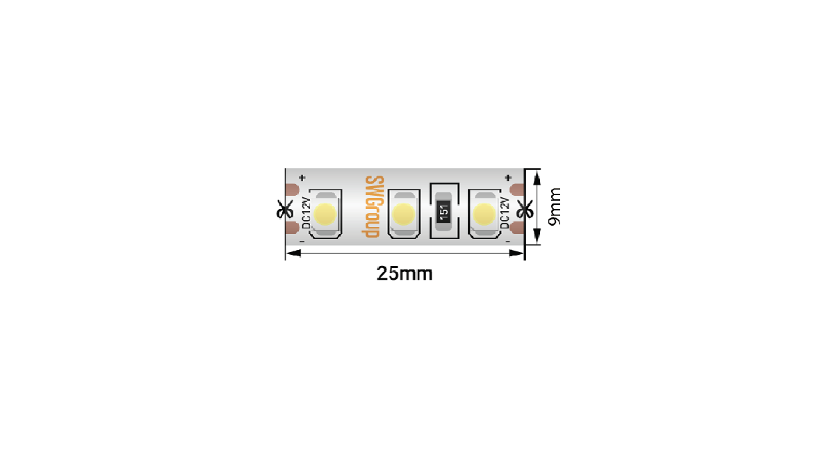 Светодиодная лента SWG Standard 12В 3528 9,6Вт/м красный 5м IP66 SWG3120-12-9.6-R-66-M 015651