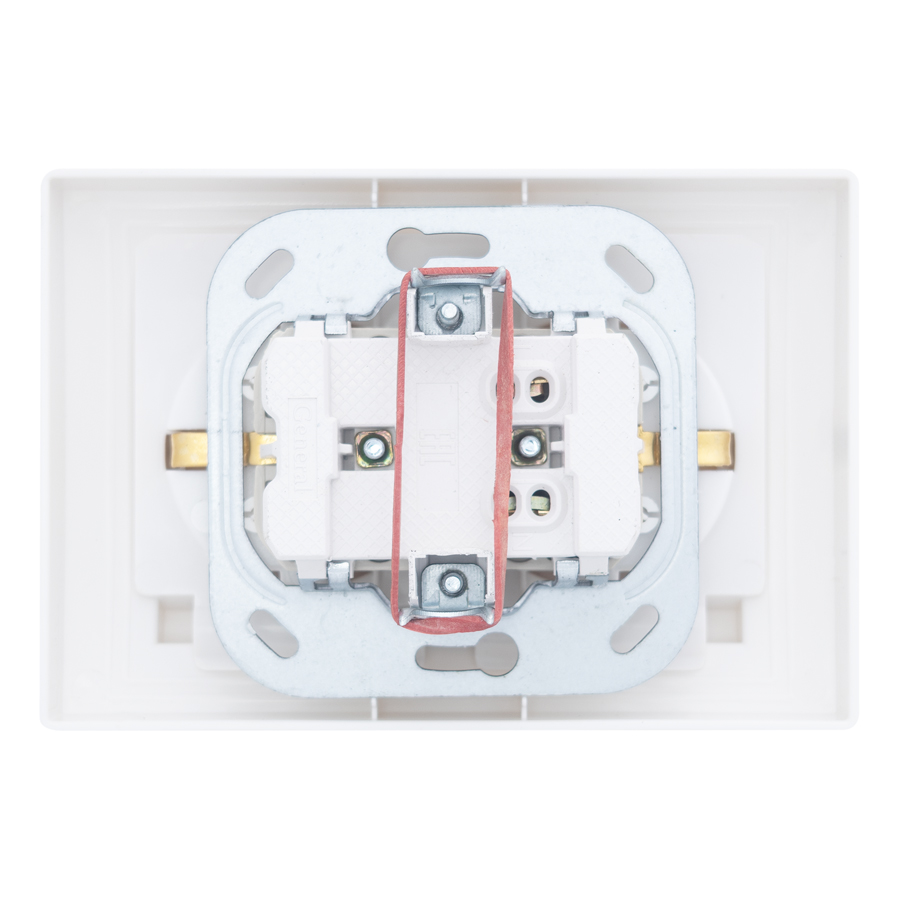 Розетка 2П+З двойная с защ. шт. и крышкой скрытой установки 16А 250В IP44, белая (керамика) 