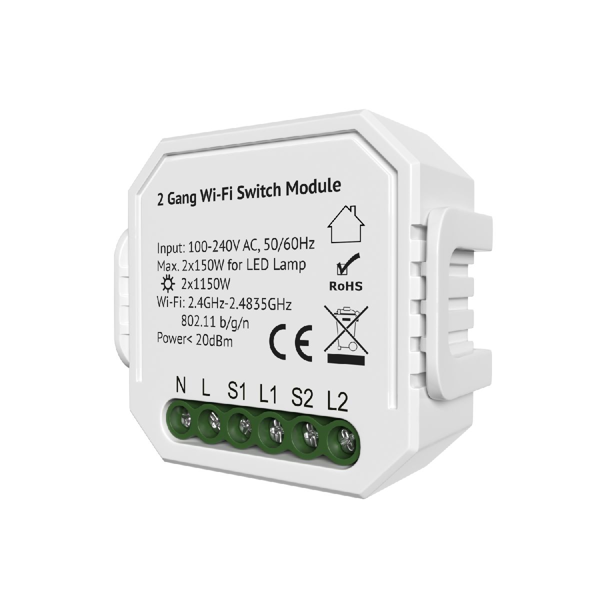 Двухканальное Wi-Fi реле-выключатель Denkirs Relay RL1002-SM/1