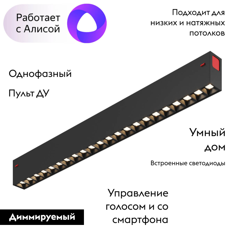 Трековый светодиодный светильник Denkirs DK8002-BK