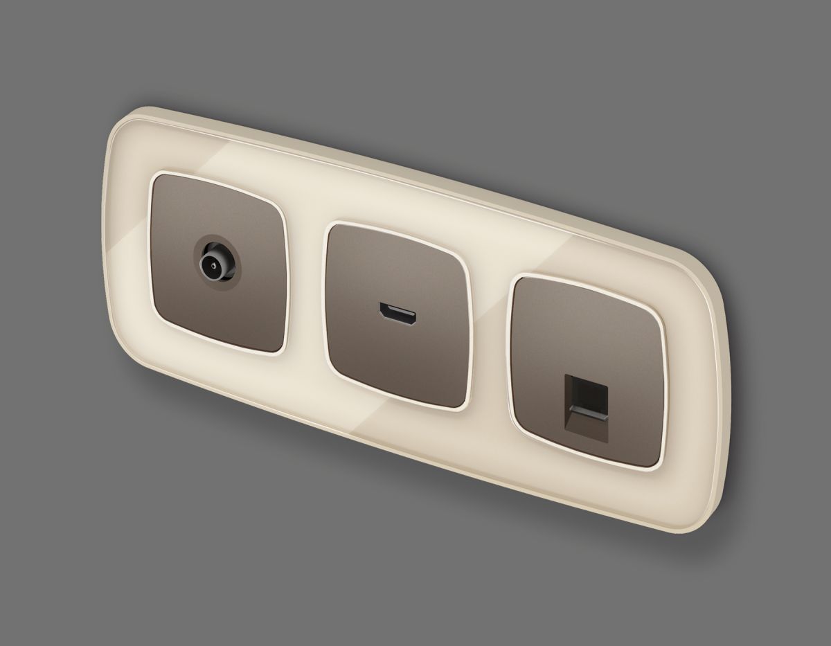 Комплект механизма компьютерной розетки Ambrella Volt RJ-45 (8P8C) CAT6A экранированной с автоматической защитной шторкой OMEGA MO642005 Темная бронза матовый QUANT (OP6420, VM185)