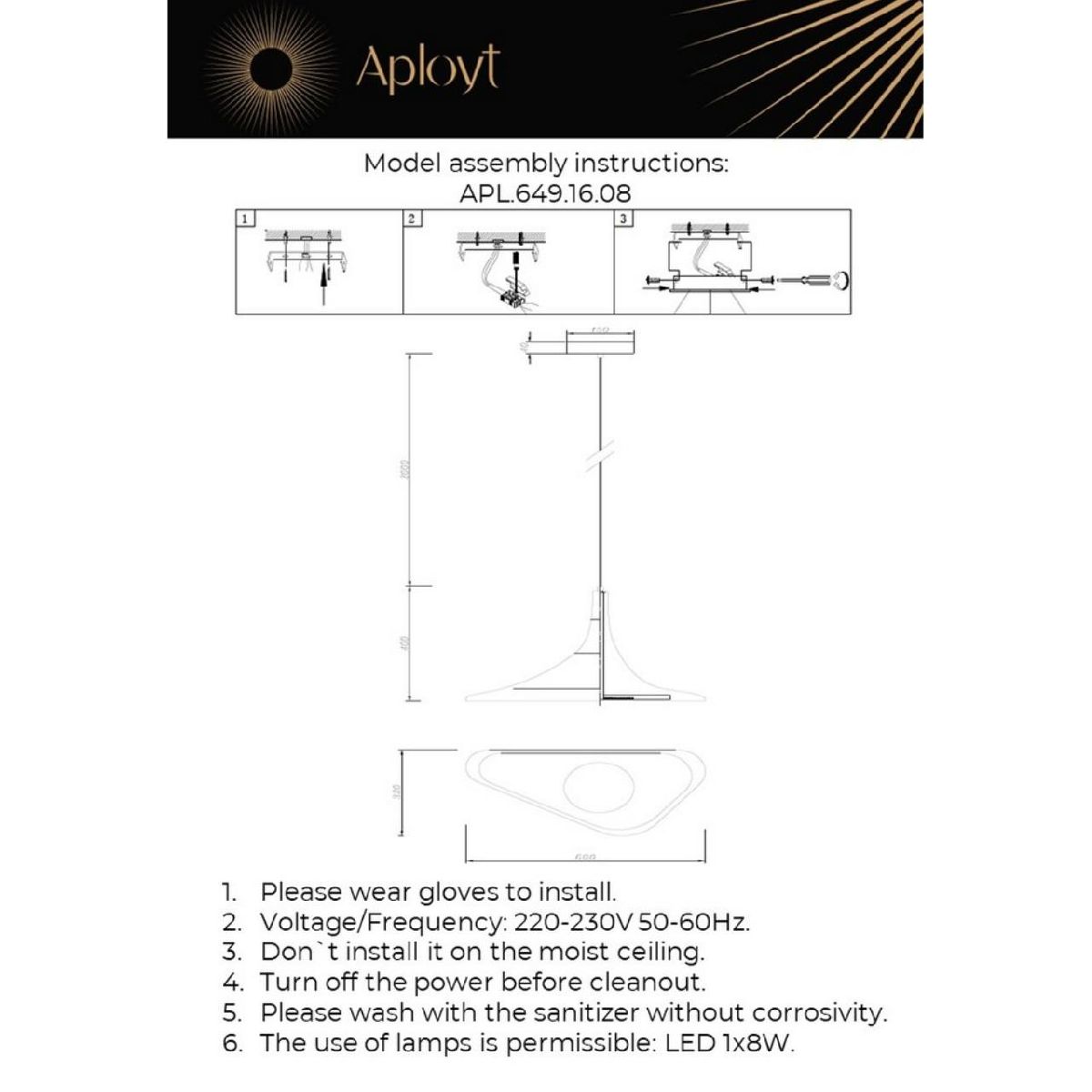 Подвесной светильник Aployt Silvi APL.649.16.08