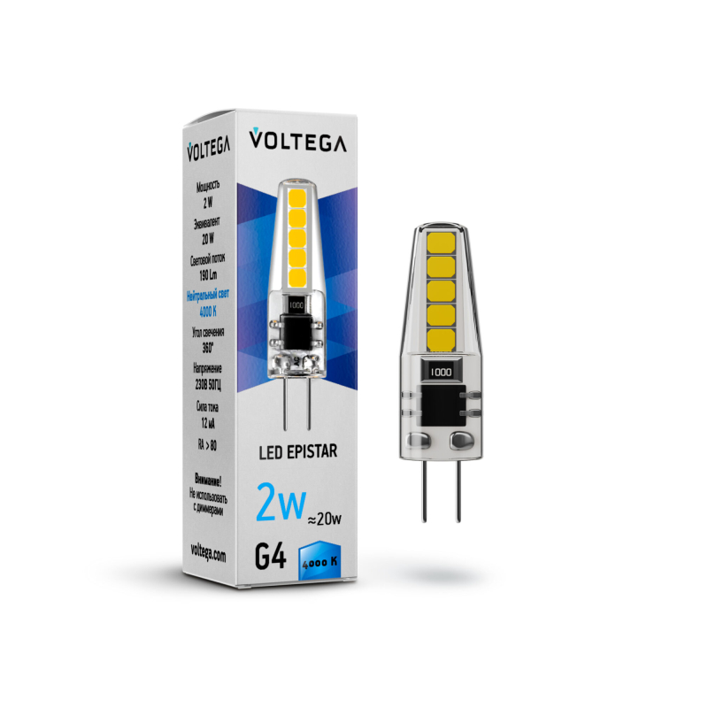 Лампа светодиодная Voltega G4 2W 4000K VG9-K1G4cold2W 7145