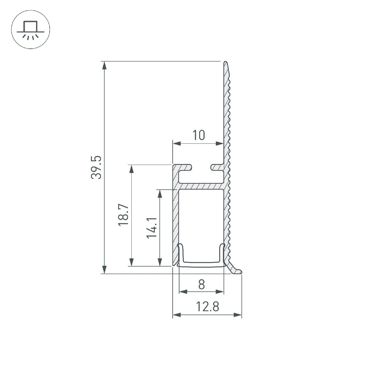 Алюминиевый профиль Arlight WALL-FANTOM-BENT-W10-SIDE-2000 ANOD 043694(1)