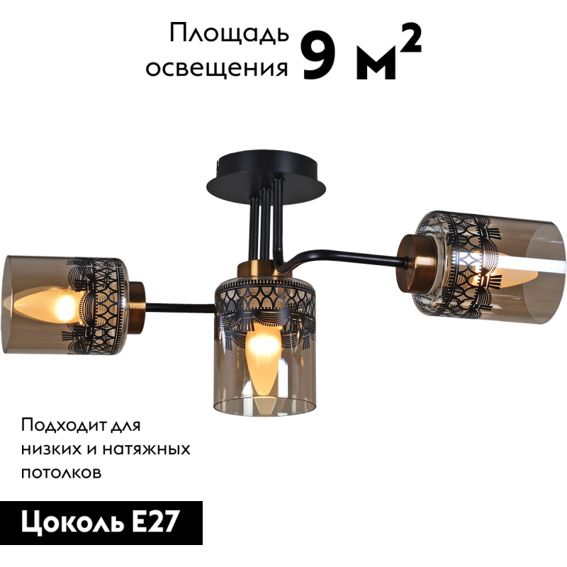 Потолочная люстра Reluce 61714-0.3-2+1