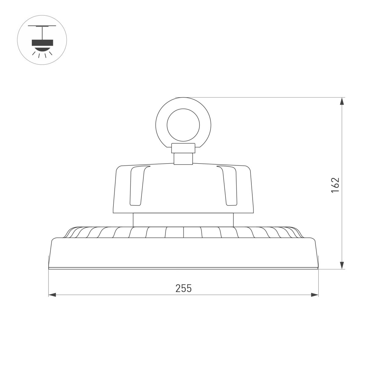 Промышленный светильник Arlight SP-ERCON-R255-100W White5000 (BK, 90 deg, 230V) 056100