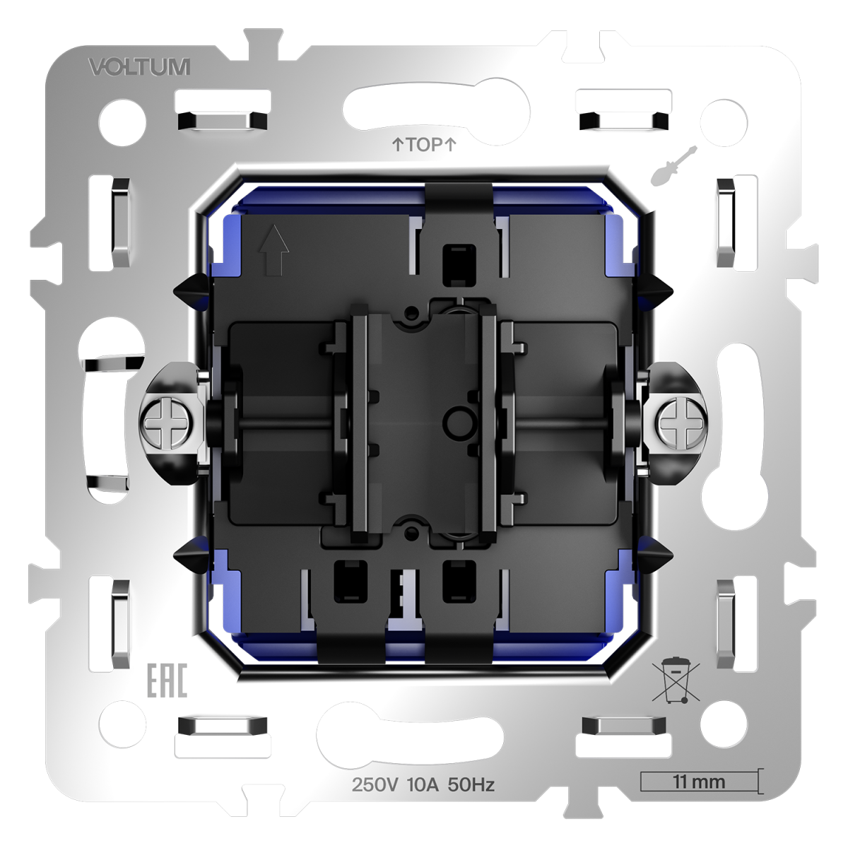 Механизм проходного переключателя одноклавишного 10А Voltum S70 VLS0103M
