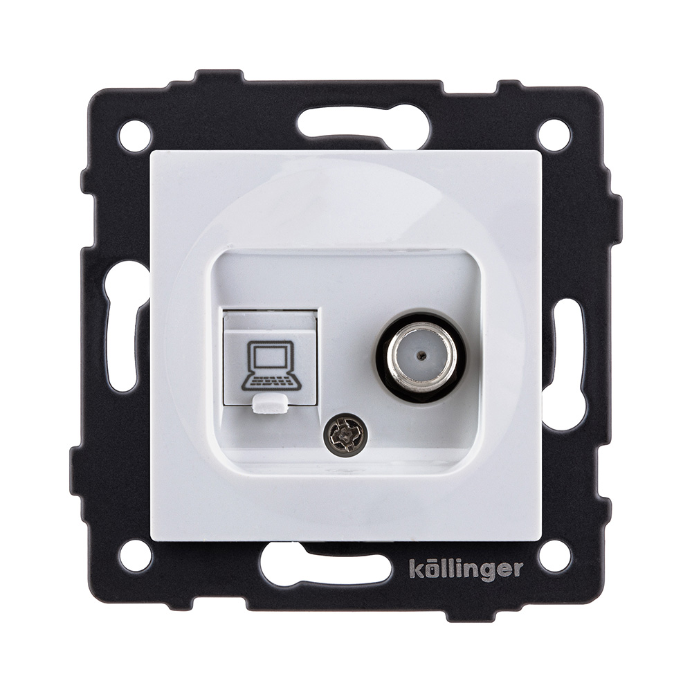 Розетка двойная спутниковая SAT + RJ45 Cat.6, белый Kollinger REA-014WH для Aspekt, Eleganz, Reflex