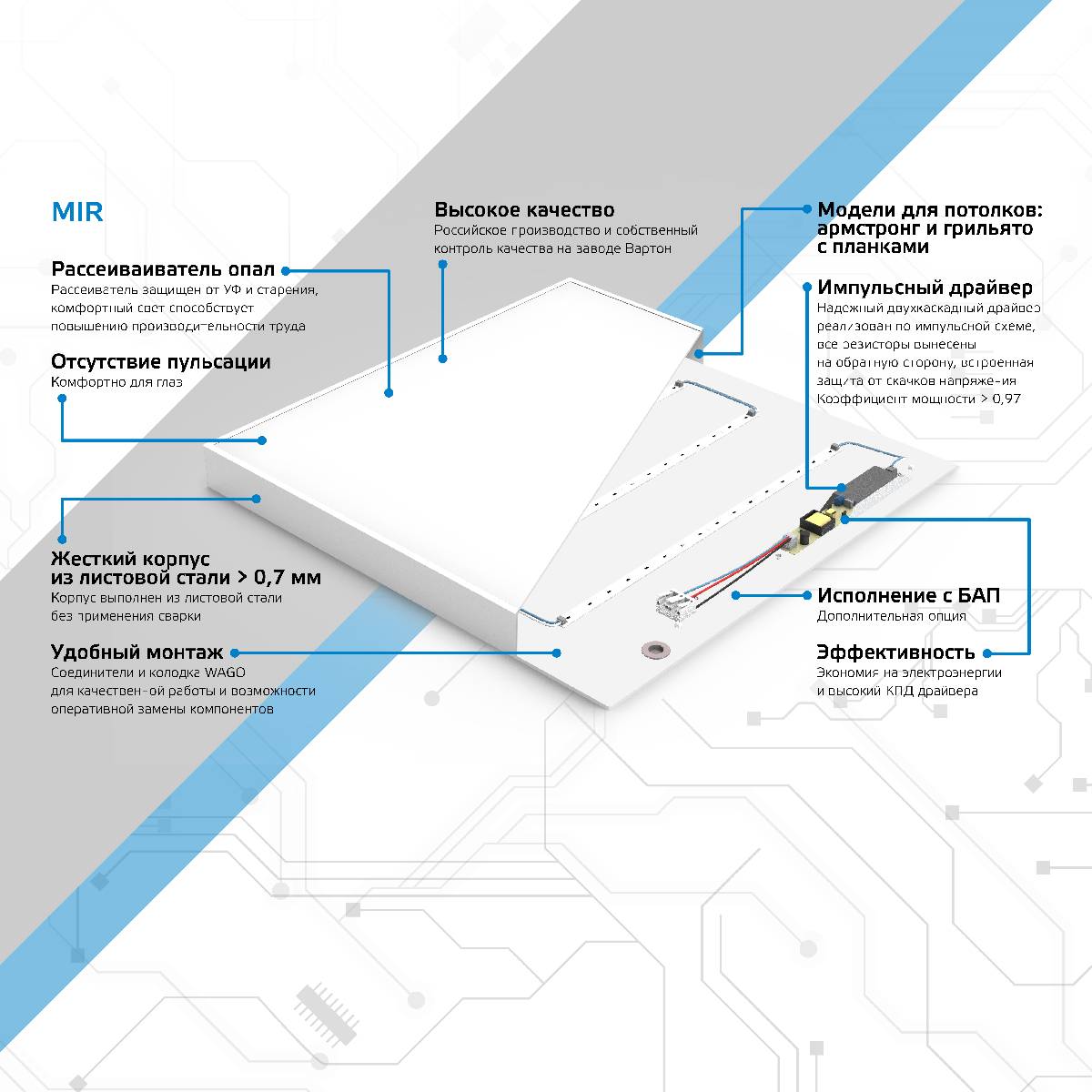 Встраиваемый светодиодный светильник Gauss Mir G1-R3-00010-31G02-2003540