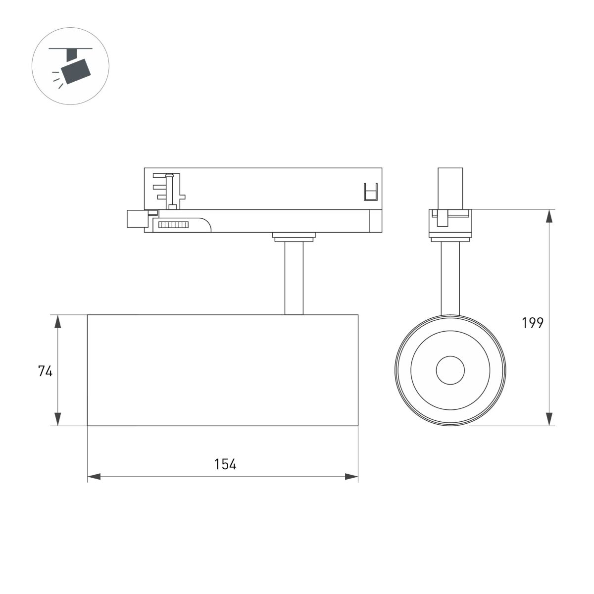 Трековый трехфазный светильник Arlight LGD-GERA-TRUECOLOR-4TR-R74-20W Warm3000 CRI98 (Белый, 24 deg, 230V) (IP20 Металл) 059908