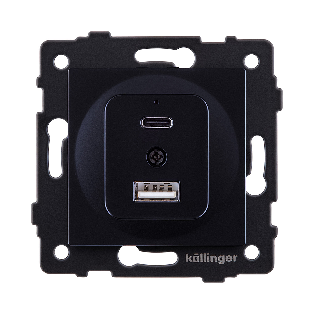 Розетка USB A+C 20W, черный Kollinger REA-037BK для Aspekt, Eleganz, Reflex