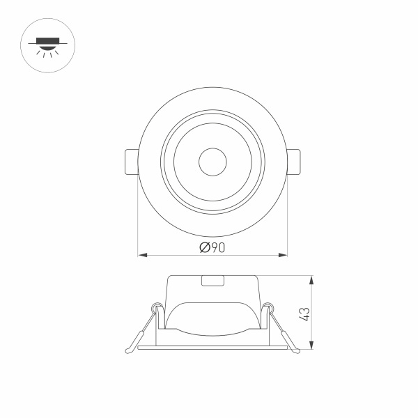 Встраиваемый светильник Arlight LTD-Polar-Turn-R90-7W Warm3000 032310