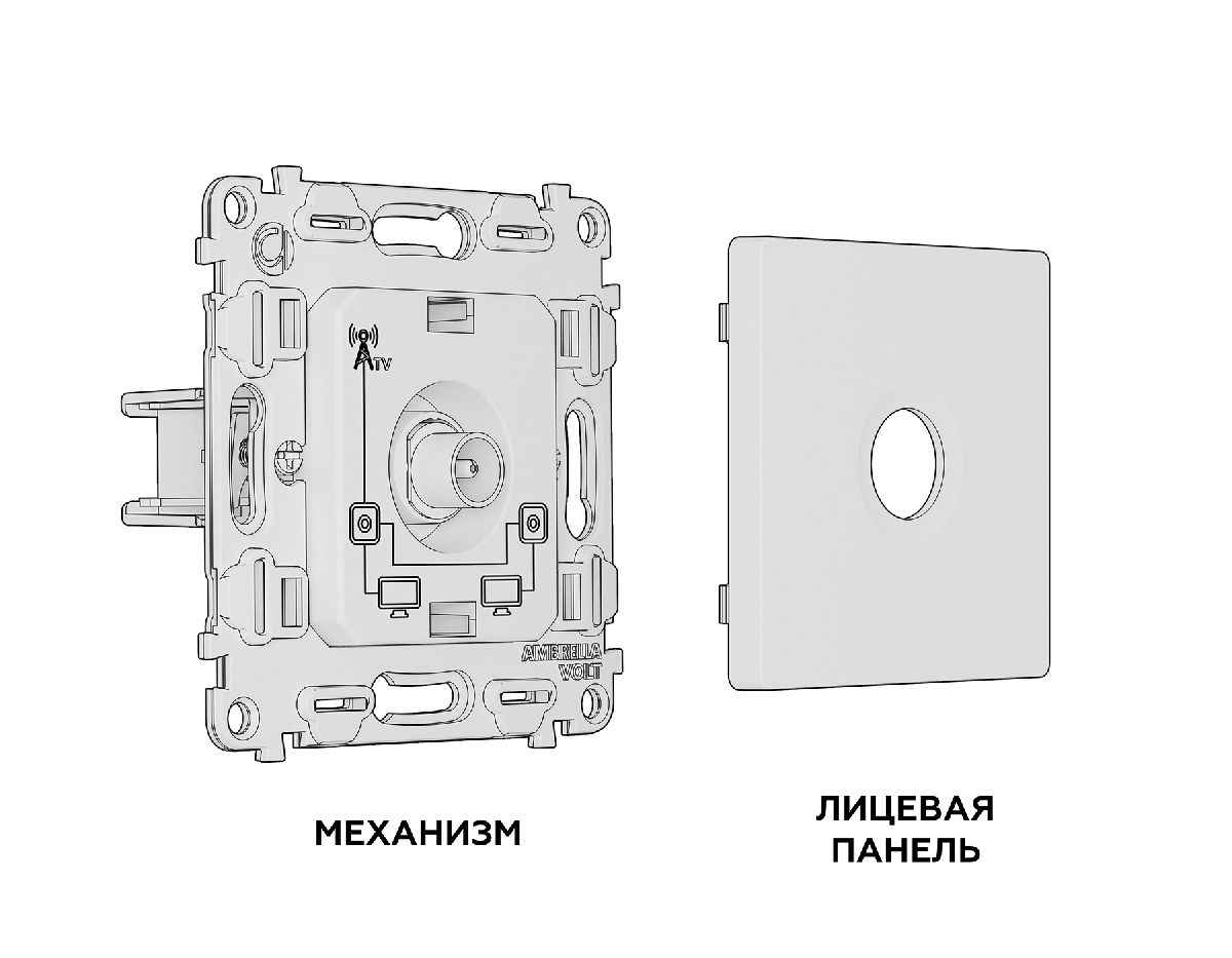 Комплект механизма TV розетки проходной 5-1000 MHz 4dB Ambrella Volt Alfa MA373030