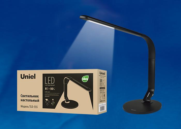 Настольная лампа (UL-00003339) Uniel TLD-553 Black/LED/400Lm/4500K/Dimmer/USB