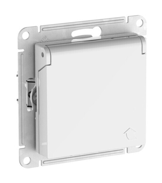 Розетка с заземл. со шторк. с крышкой, 16А,IP20, мех., быстрозажим. клем. Systeme Electric AtlasDesign Белый ATN000146S