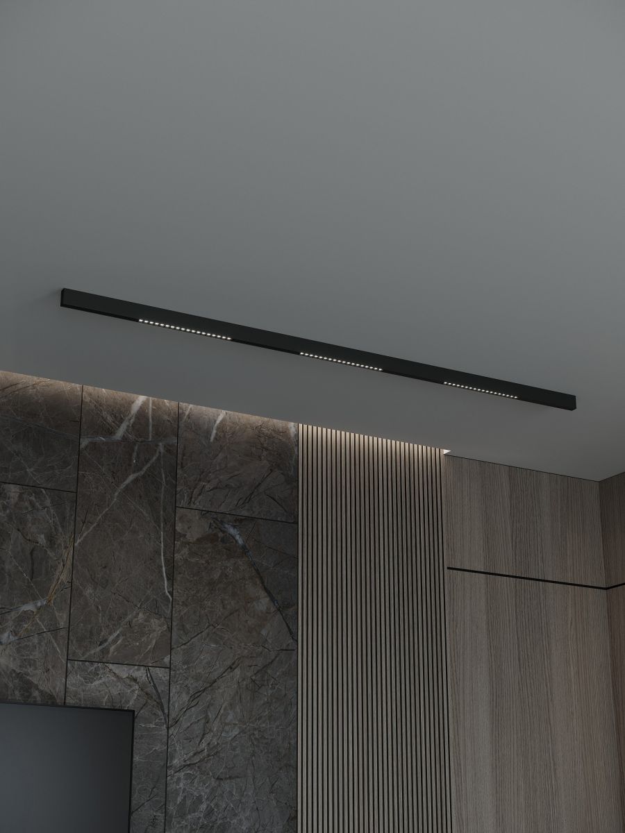 Трековая система со светильниками №2 трехфазная накладная Eldeko (48В, форма - прямая, 2м, 4000K) черная Hesby Lighting HSBL_kompl_E002_NI2B4K