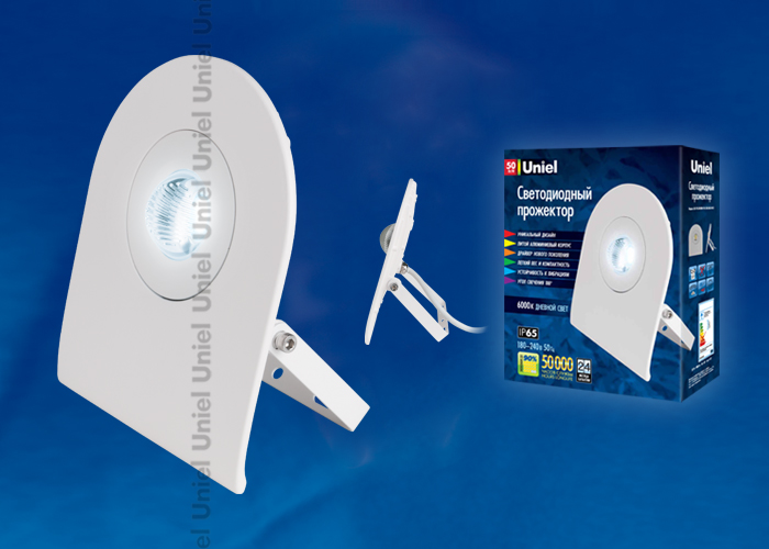 Прожектор Uniel ULF-F10-50W/DW IP65 180-240В WHITE картон UL-00000389