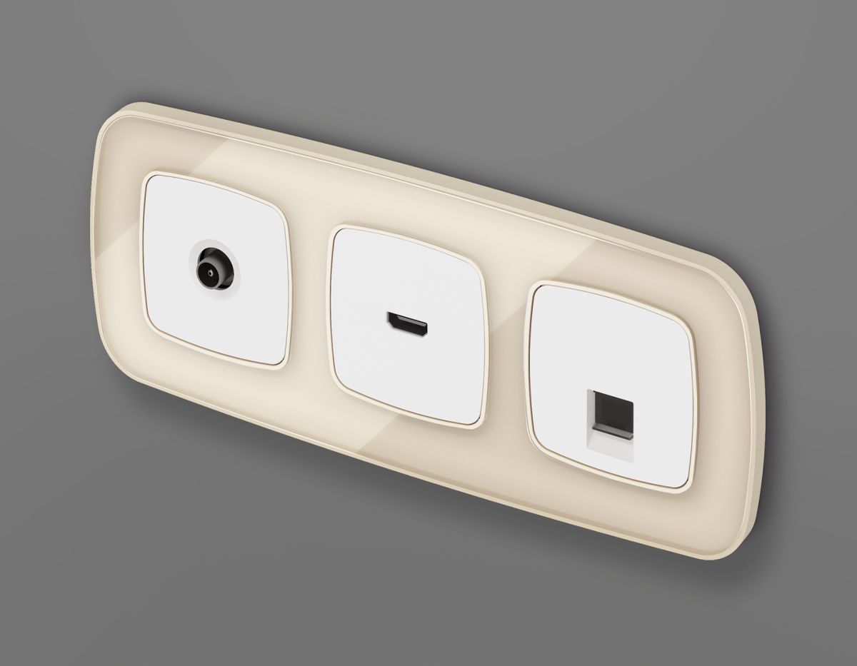 Комплект механизма компьютерной розетки Ambrella Volt RJ-45 (8P8C) CAT6A экранированной с автоматической защитной шторкой OMEGA MO132005 Белый матовый QUANT