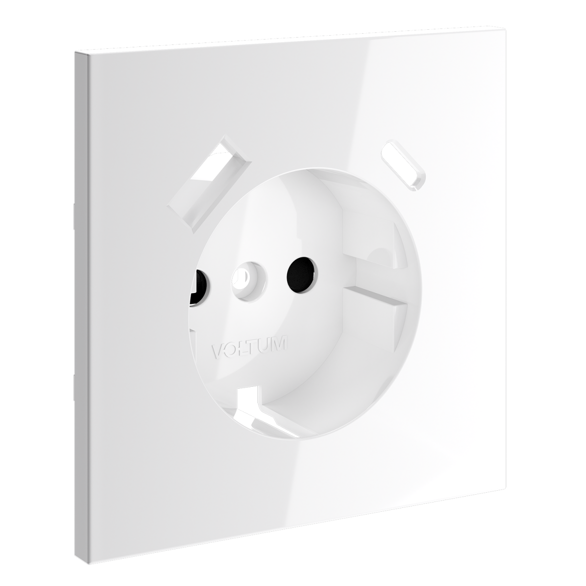 Накладка для розетки с заземлением и защитными шторками, с USB A+C Voltum S70 (белый глянцевый) VLS001001