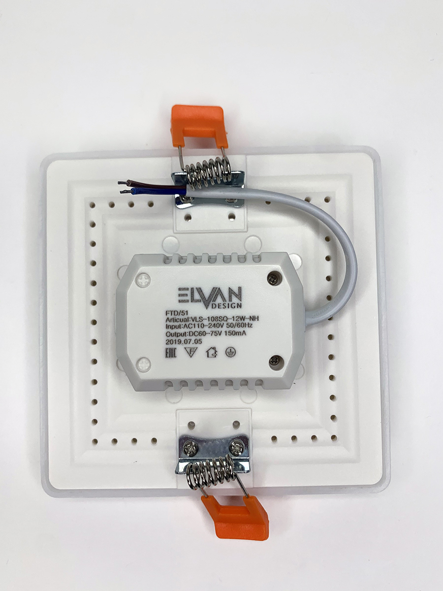 Встраиваемый светильник Elvan VLS-108SQ-12W-NH-Wh