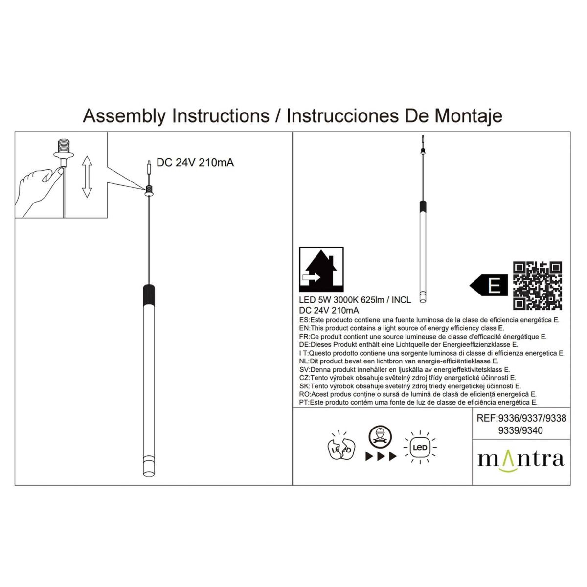 Подвесной модульный светильник без основания Mantra Moana 9336