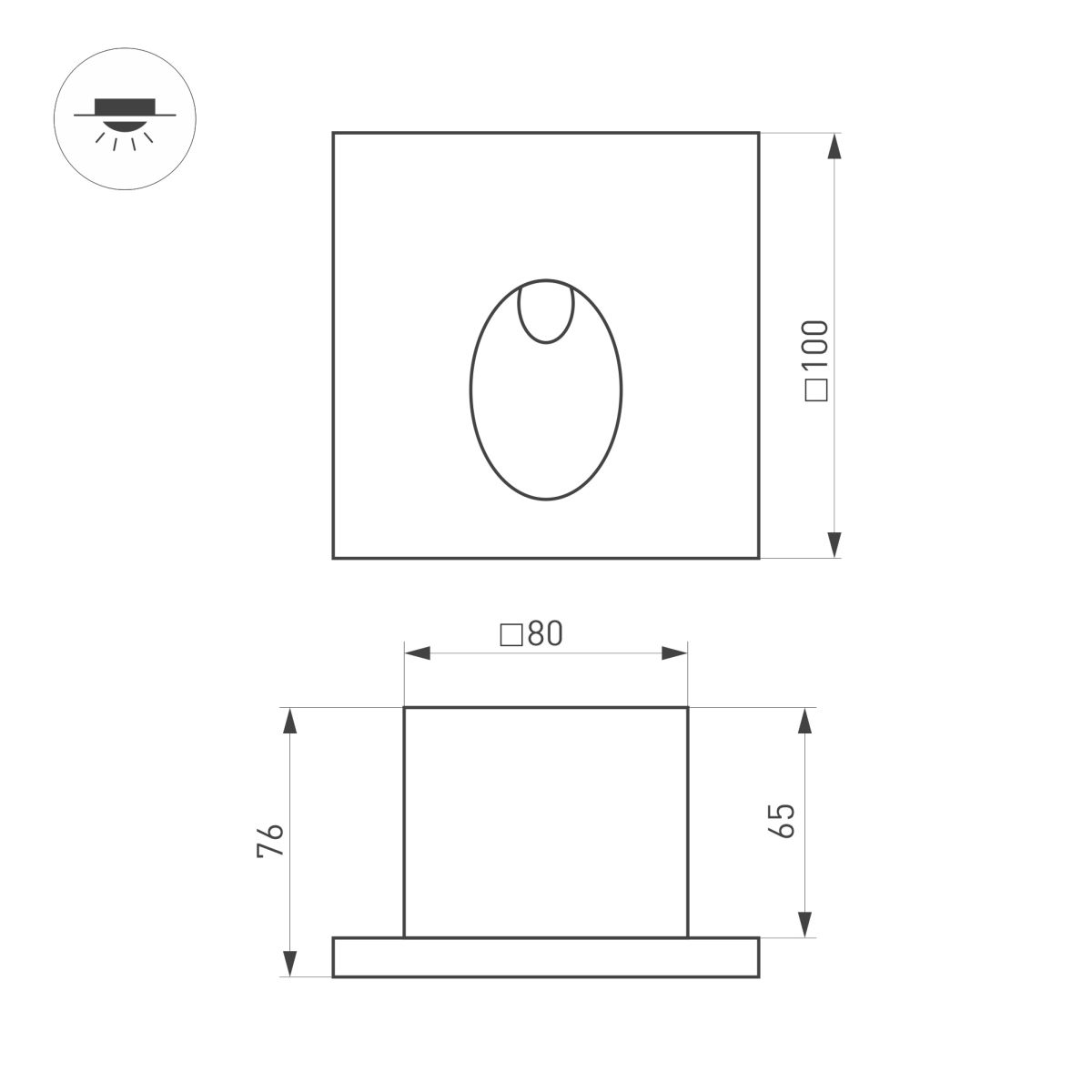 Светильник для ступеней Arlight LT-TIE-S100-3W Warm3000 (GR, 45x70 deg, 230V) (IP65 Бетон) 050876
