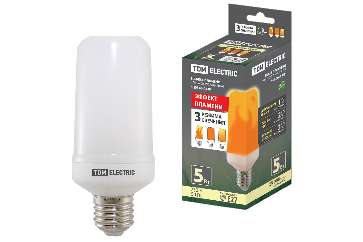 Лампа светодиодная TDM Electric E27 5W 1500K матовая SQ0340-0339