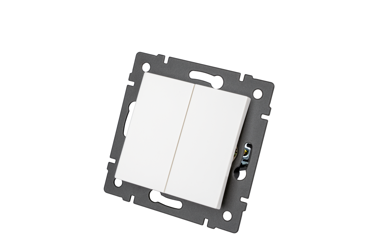 Механизм выключателя двухклавишный непроходной Arlight SWT-MK02-PL-WH-V (250V, 10A) 049887